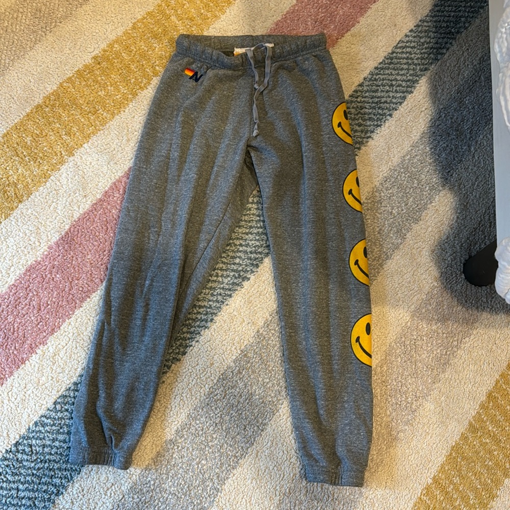 avaiator nation sweatpants smiley face!